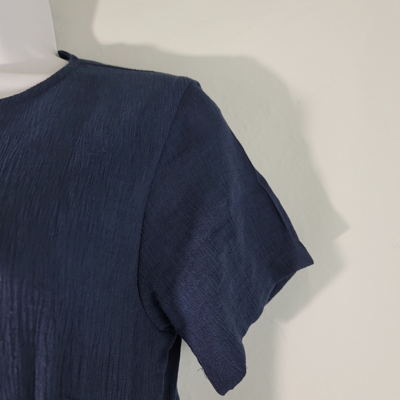 MOD REF Womens Navy Jumpsuit Sz M Wide Leg Short Sleeve Back Button Side Zip - Picture 5 of 11